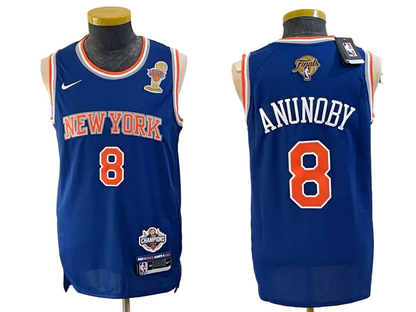2026 OG Anunoby Jalen Brunson Josh Hart Karl-Anthony Towns Jose Alvarado Black Blue White Baskeball Jersey -All Stitched