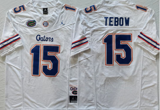 Men's Tim Tebow 2025 Florida Patch Vapor Jersey Florida Gators White Royal Black Football Jersey -All Stitched
