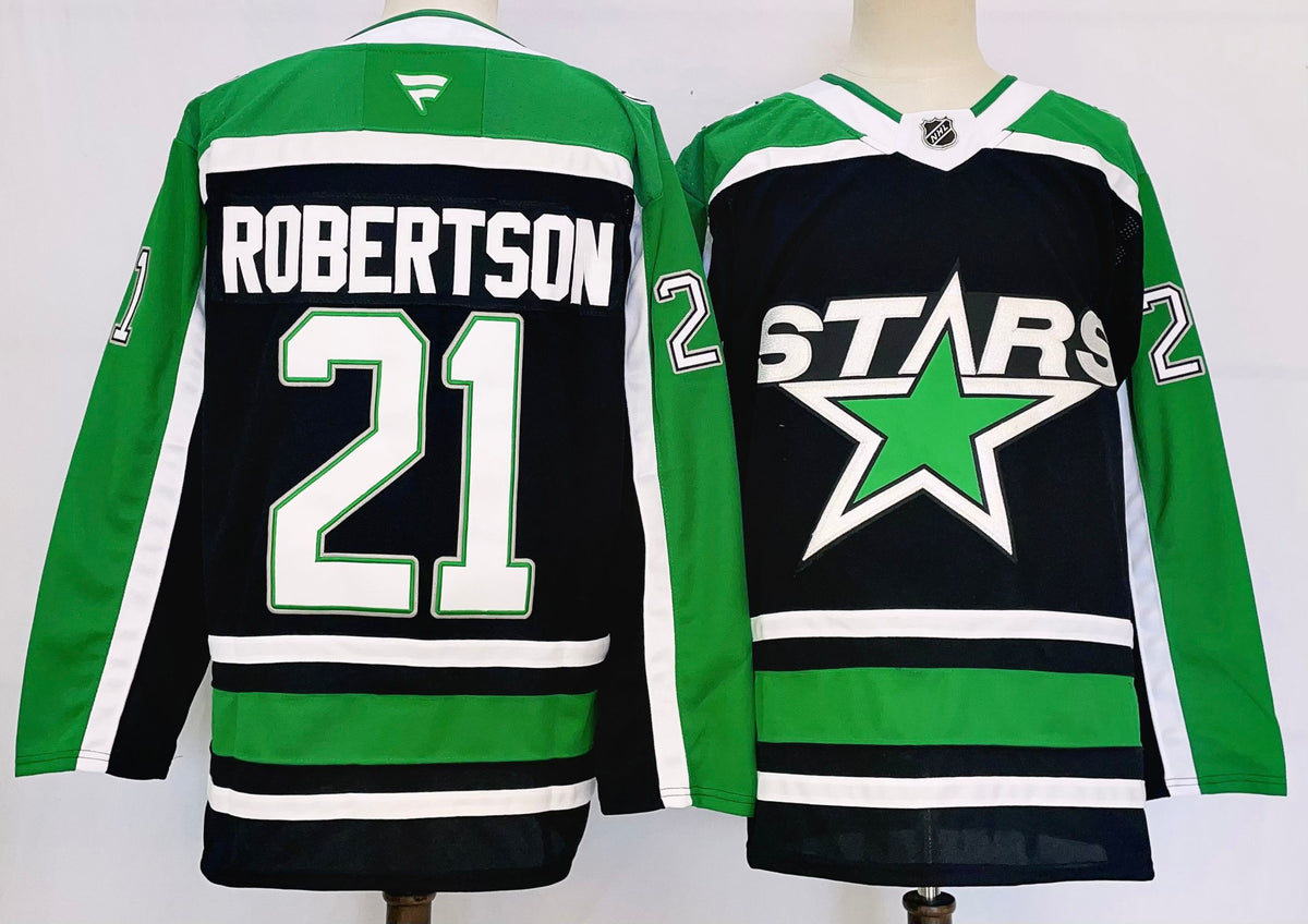Custom Jamie Benn Jason Robertson Tyler Seguin Stars Alternate Black Hockey Jersey -All Stitched