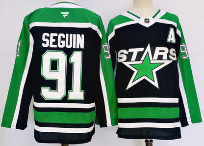 Custom Jamie Benn Jason Robertson Tyler Seguin Stars Alternate Black Hockey Jersey -All Stitched