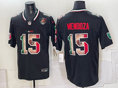 Custom Fernando Mendoza Raiders Black White Mexico Limited Baseball Jersey -All Stitched