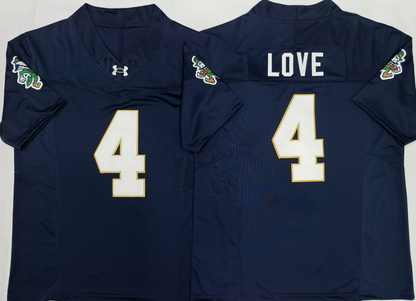 Custom Jeremiyah Love #4 Notre Dame Fighting Irish Green White Navy Limited Football Jersey -All Stitched