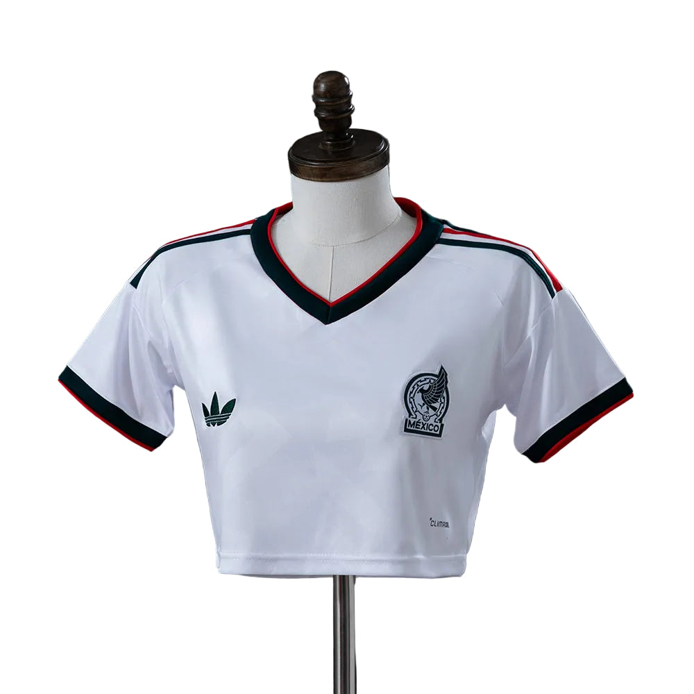 Women's Mexico 2026 Away White Cropped Soccer Jersey