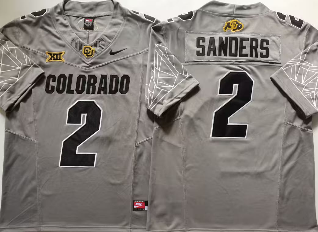 Men's Shedeur Sanders White Vapor Jersey #2 Black Gray Gold Colorado Buffaloes -All Stitched
