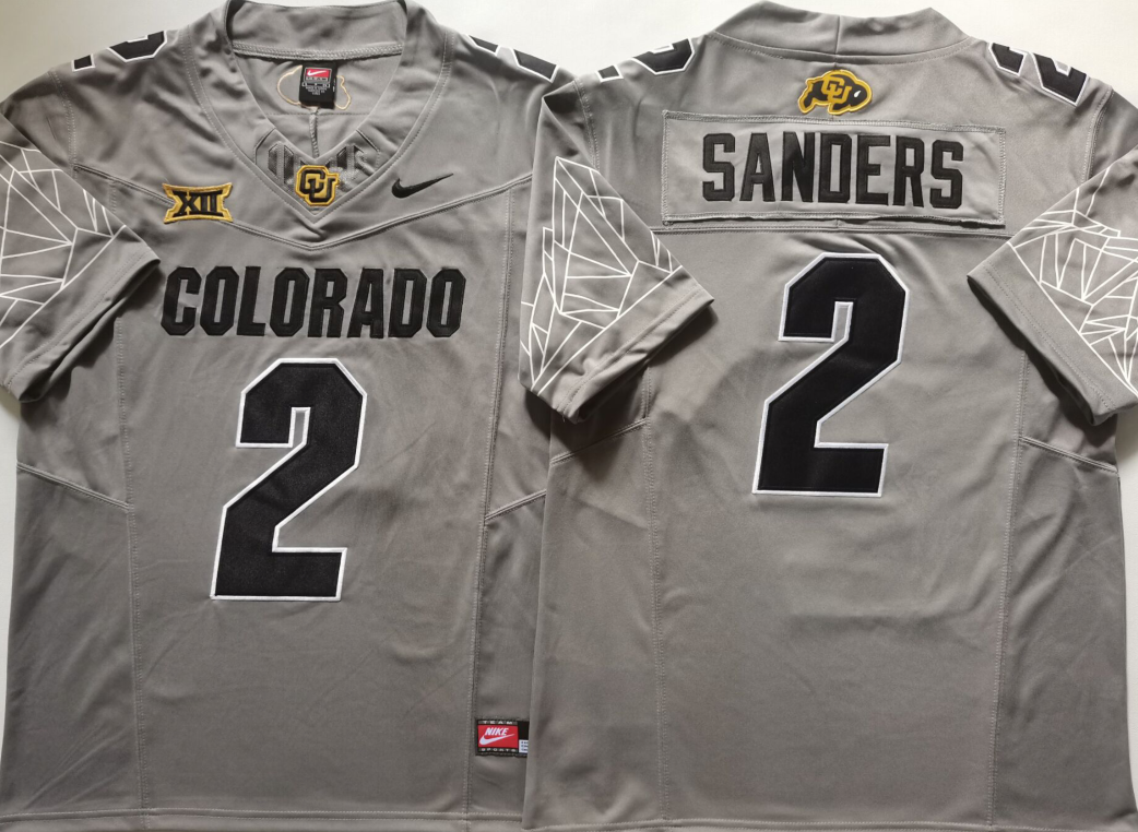 Custom Shedeur Sanders #2 Colorado Buffaloes White Gray Black Gold Limited Football Jersey -All Stitched