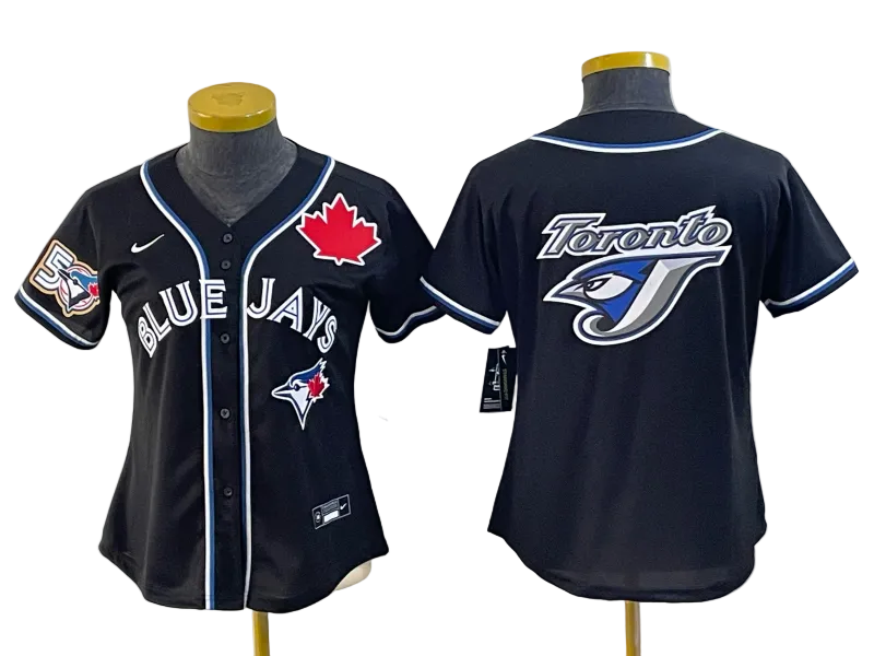 Custom Blue Jays 50th Flag of Canada Black Baseball Jersey - All Stitched