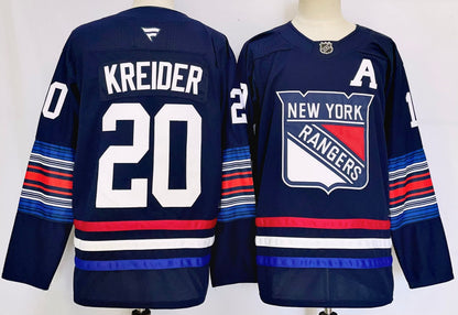 Custom Mika Zibanejad Alternate Premium Navy Hockey Jersey -All Stitched