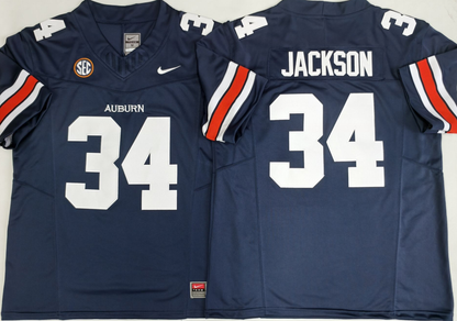 Custom Bo Jackson #34 Auburn Tigers White Navy Limited Football Jersey -All Stitched