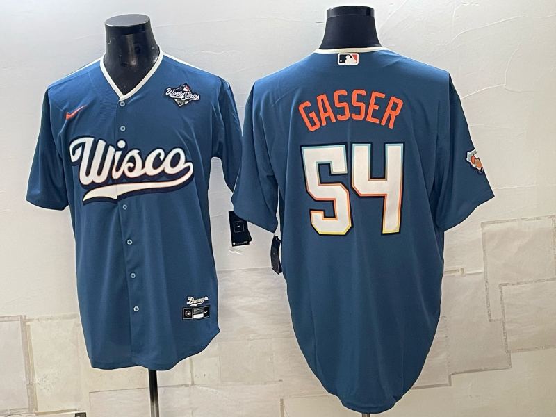 Custom Jackson Chourio Jacob Misiorowski Robert Gasser 2026 World Series Mineral Blue Baseball Jersey -All Stitched