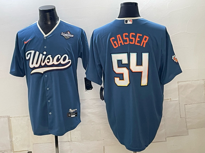 Custom Jackson Chourio Jacob Misiorowski Robert Gasser 2026 World Series Mineral Blue Baseball Jersey -All Stitched