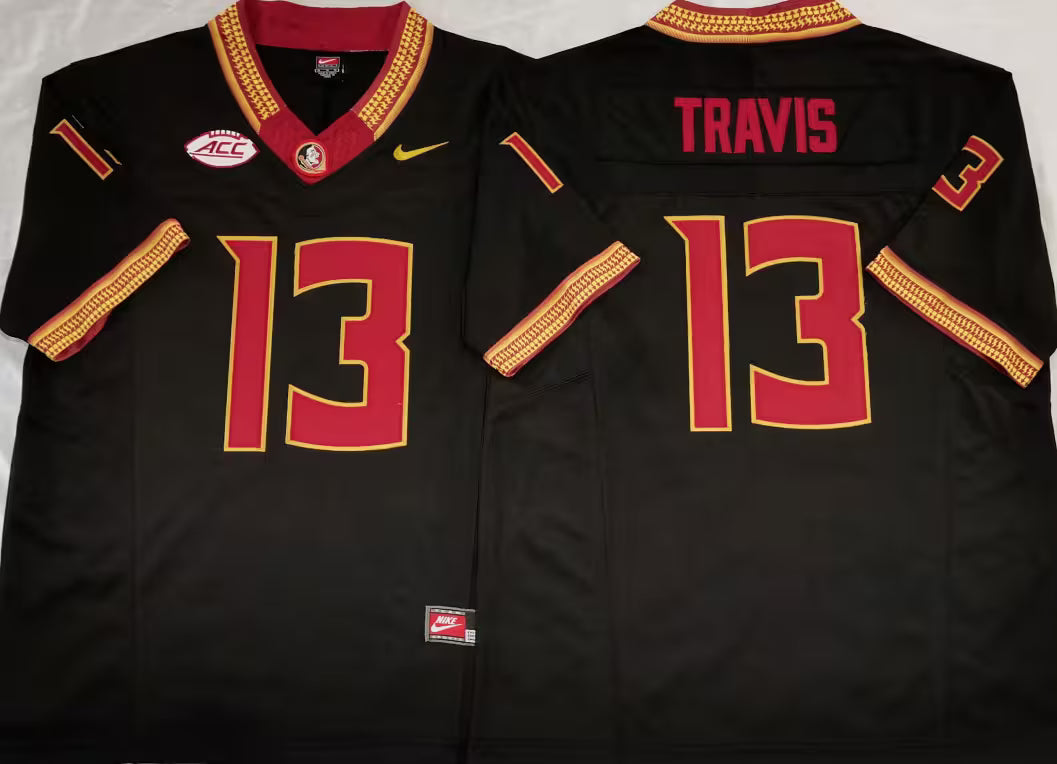 Men's Jordan Travis Vapor Jersey #13 White Garnet Turquoise Black Florida State Seminoles -All Stitched