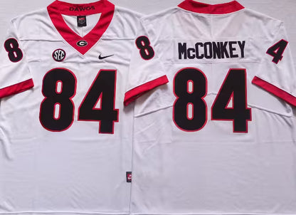 Men's Ladd McConkey Black Vapor Jersey #84 Red White Georgia Bulldogs Stranger Things Edition-All Stitched