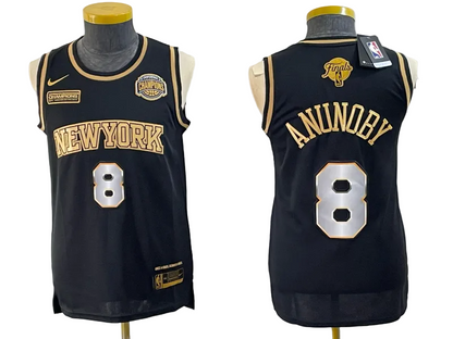 2026 OG Anunoby Jalen Brunson Josh Hart Karl-Anthony Towns Jose Alvarado Black Gold Baskeball Jersey -All Stitched