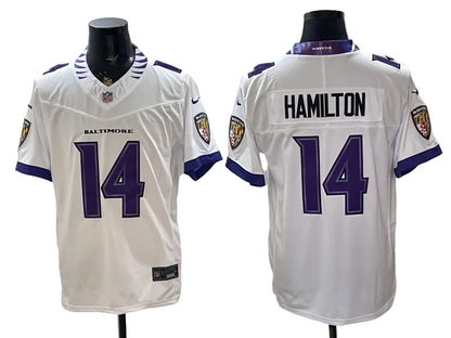Custom Kyle Hamilton White Black Purple Alternate Limited Football Jersey -All Stitched