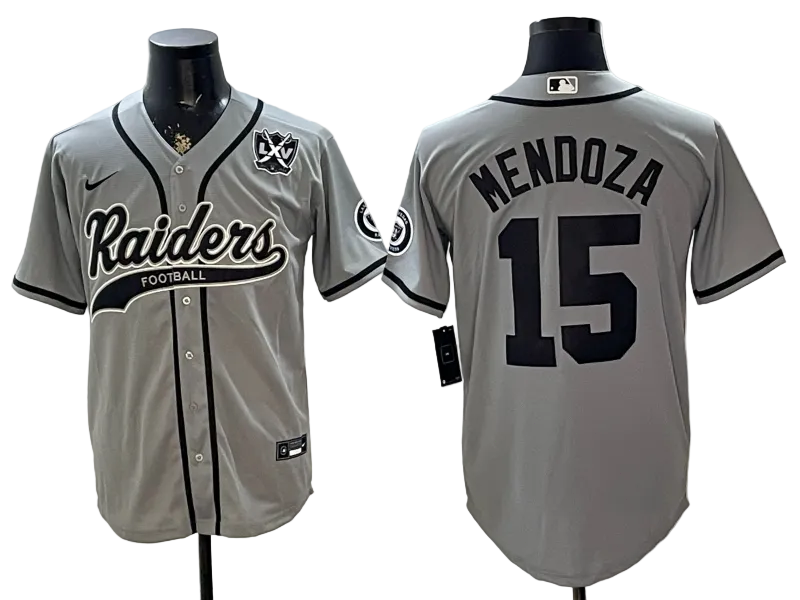Custom Fernando Mendoza Raiders Black White Gray 250 USA Limited Baseball Jersey -All Stitched