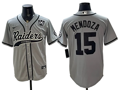 Custom Fernando Mendoza Raiders Black White Gray 250 USA Limited Baseball Jersey -All Stitched