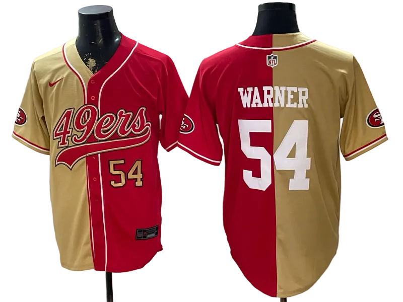 Custom San Francisco 49ers LOGO Split Scarlet Limited Baseball Jersey -All Stitched