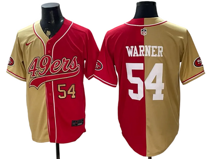 Custom San Francisco 49ers LOGO Split Scarlet Limited Baseball Jersey -All Stitched