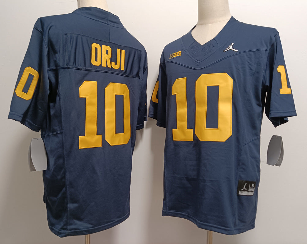 Custom Alex Orji #10 Michigan Wolverines Maize Navy White Limited Football Jersey -All Stitched