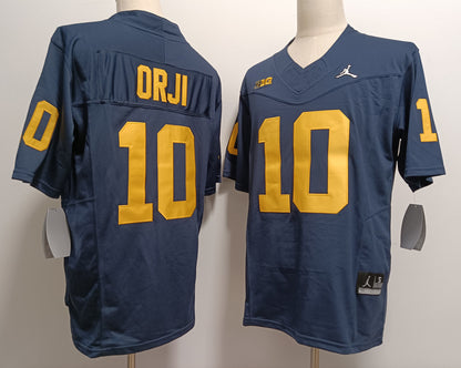 Custom Alex Orji #10 Michigan Wolverines Maize Navy White Limited Football Jersey -All Stitched