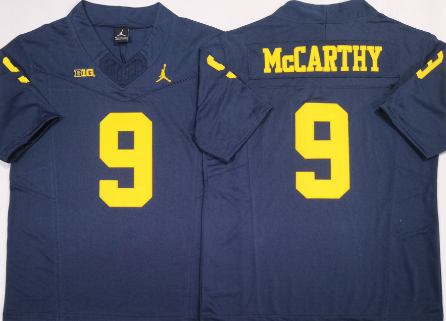 Custom JJ McCarthy #9 Michigan Wolverines Maize Navy White Limited Football Jersey -All Stitched