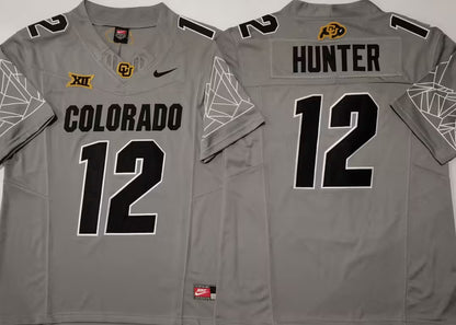 Men's Travis Hunter White Vapor Jersey #12 Black Gray Gold Colorado Buffaloes -All Stitched