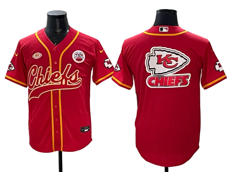 Custom Patrick Mahomes Chiefs Red Stitched Baseball Jersey -All Stitched