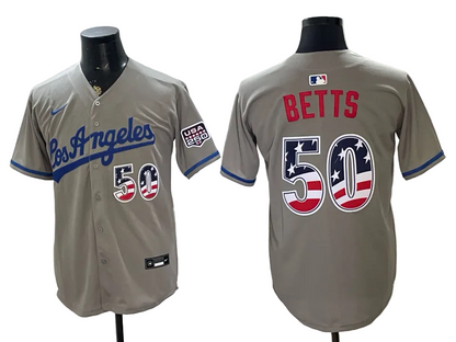 Custom Dodgers Gray USA 250 Fourth of July Baseball Jersey -All Stitched