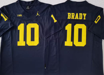 Men's Tom Brady Vapor Jersey #10 White Gold Navy Michigan Wolverines -All Stitched