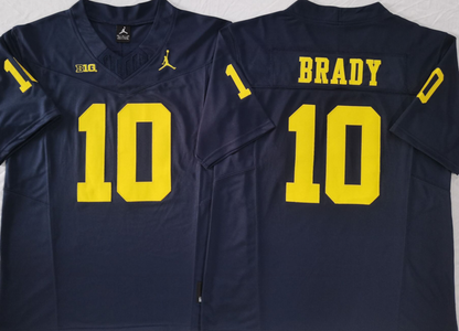 Custom Tom Brady #10 Michigan Wolverines Navy White Limited Football Jersey -All Stitched