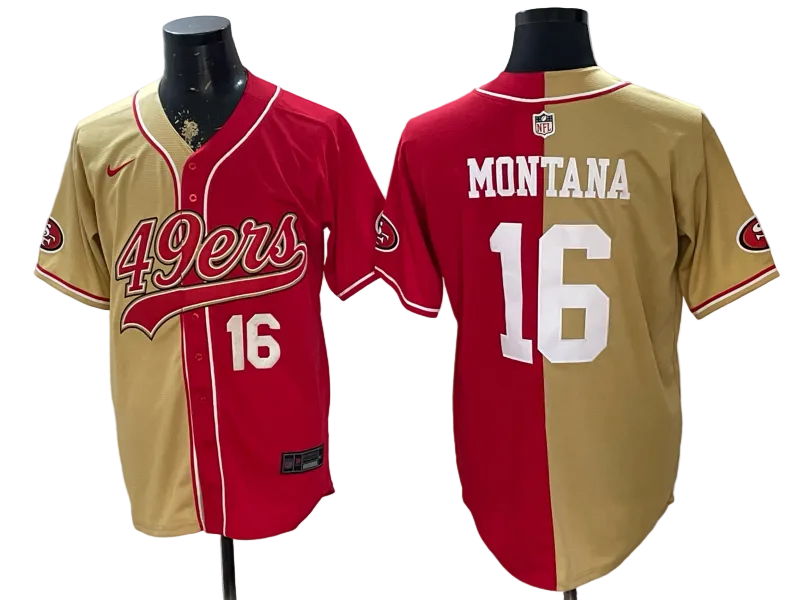 Custom San Francisco 49ers LOGO Split Scarlet Limited Baseball Jersey -All Stitched