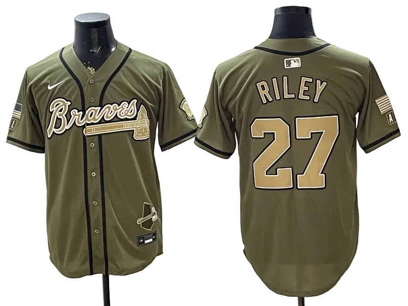 Custom Braves Olive 2026 Armed Forces Day Baseball Jersey -All Stitched