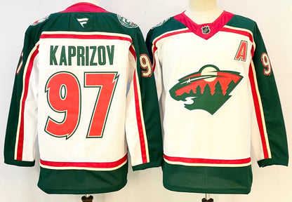 Custom Brock Faber Kirill Kaprizov Wild Away White Hockey Jersey -All Stitched
