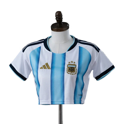 Women's Argentina 2026 Home White Cropped Soccer Jersey