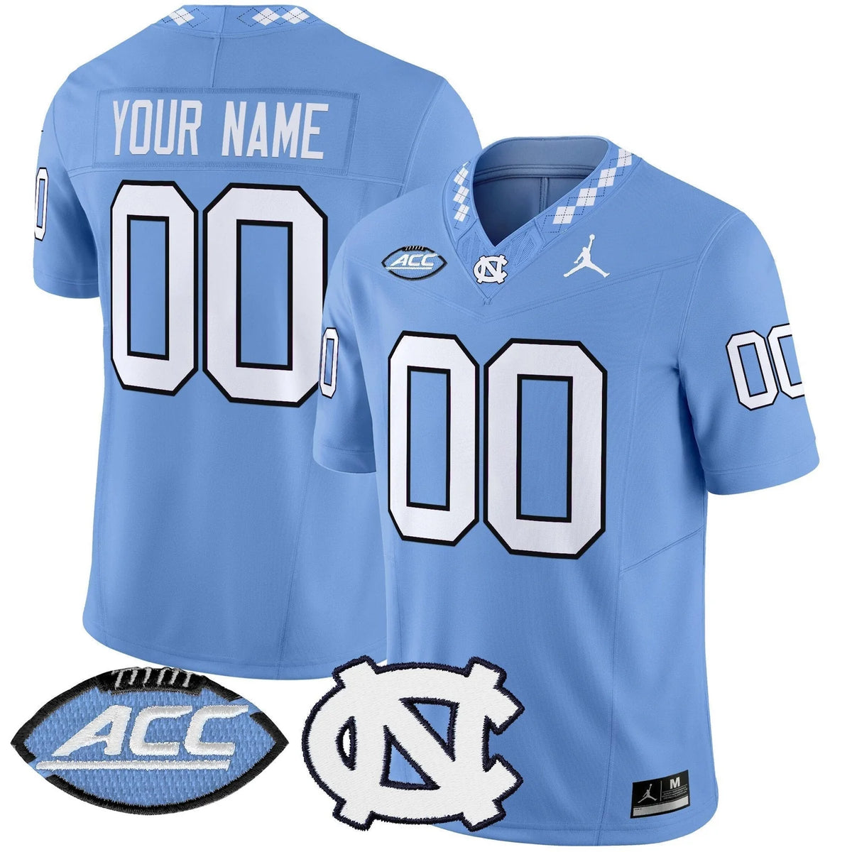 Custom Name Number North Carolina Tar Heels Carolina Blue Navy White Limited Football Jersey -All Stitched
