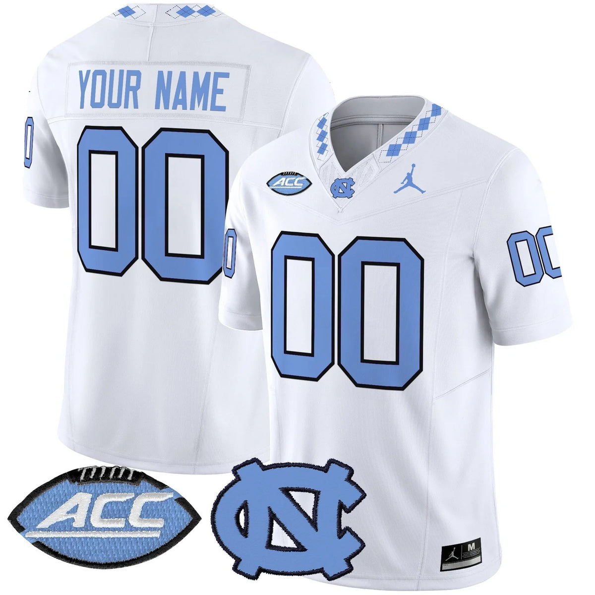 Custom Name Number North Carolina Tar Heels Carolina Blue Navy White Limited Football Jersey -All Stitched