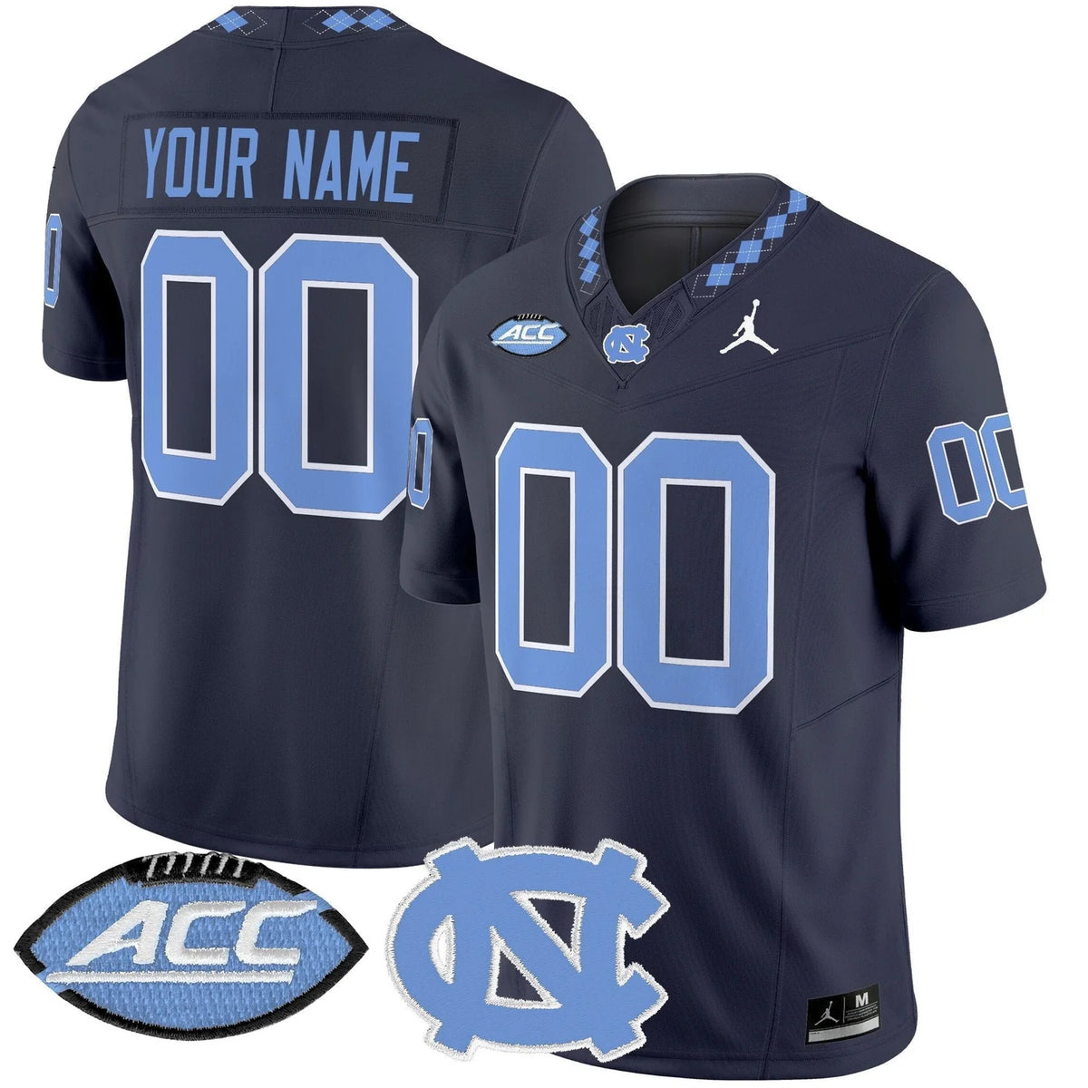 Custom Name Number North Carolina Tar Heels Carolina Blue Navy White Limited Football Jersey -All Stitched