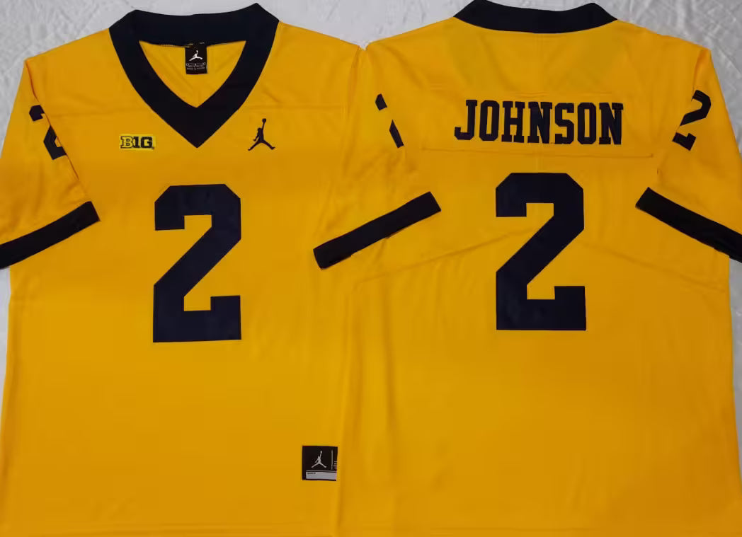 Men's Will Johnson Vapor Jersey #2 White Gold Navy Michigan Wolverines -All Stitched