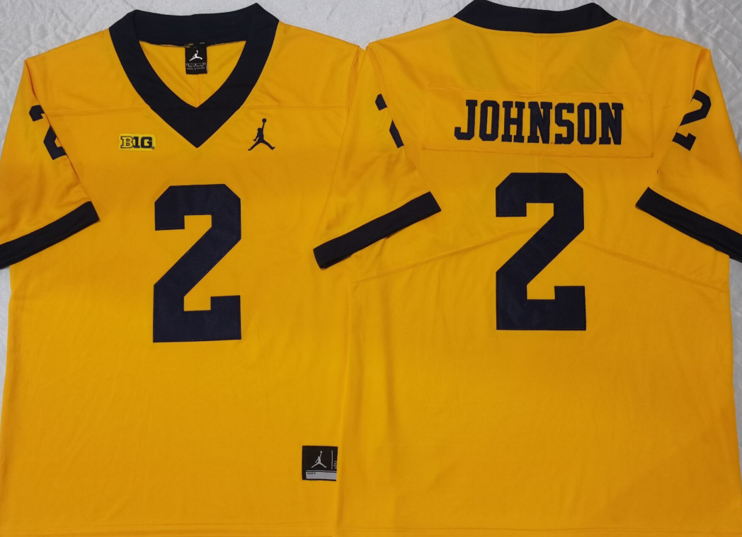 Custom Will Johnson #2 Michigan Wolverines Maize Navy White Limited Football Jersey -All Stitched