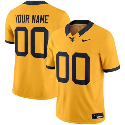 Custom Name Number West Virginia Mountaineers Gold White Black Navy Limited Football Jersey -All Stitched