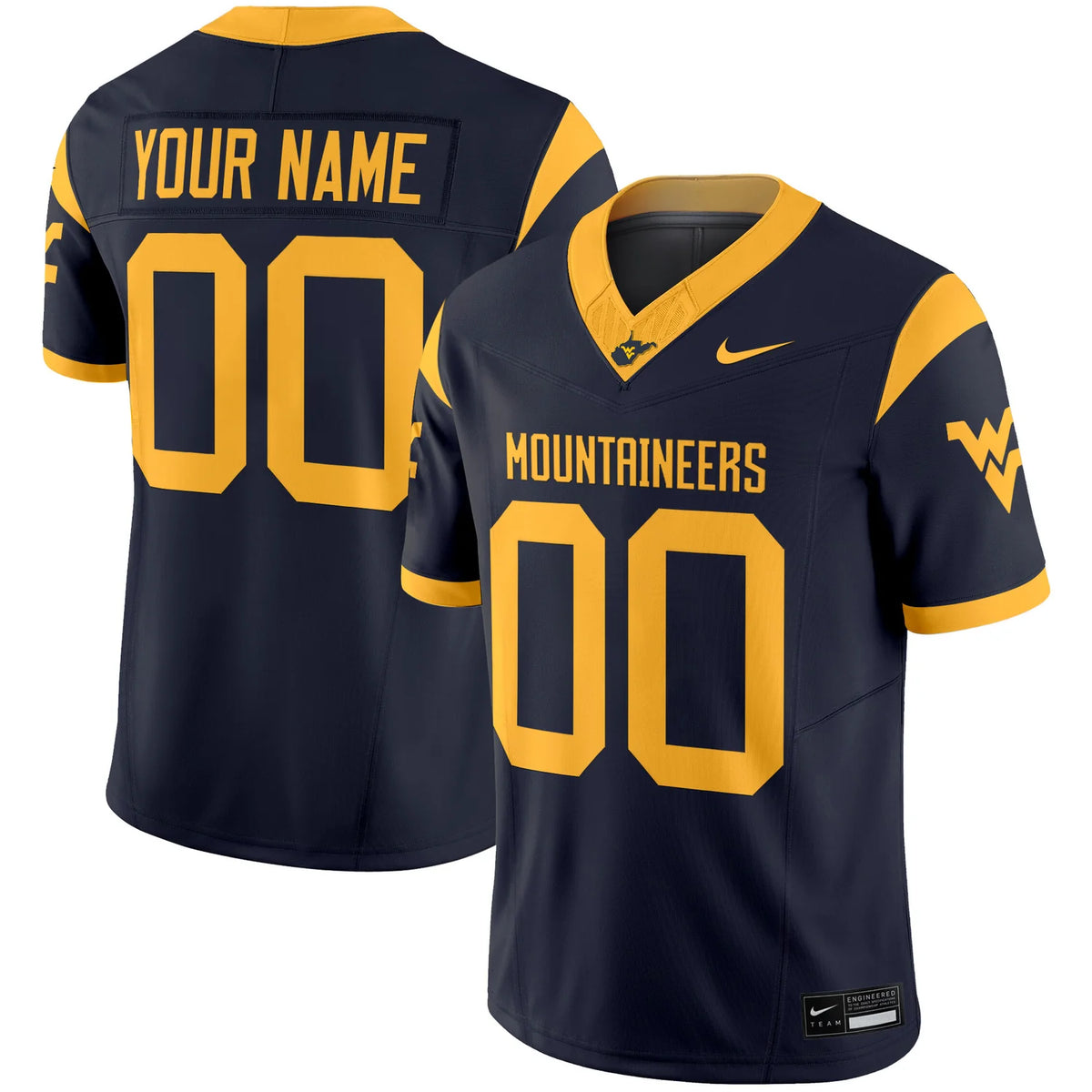 Custom Name Number West Virginia Mountaineers Gold White Black Navy Limited Football Jersey -All Stitched