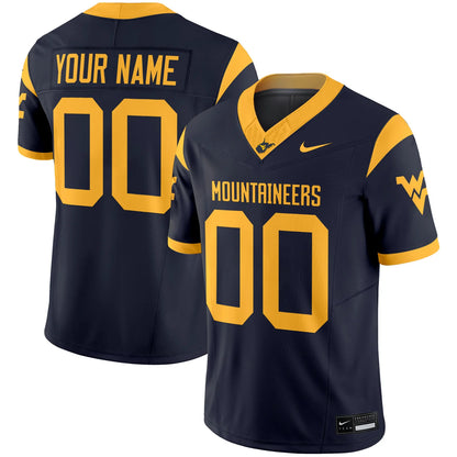 Custom Name Number West Virginia Mountaineers Gold White Black Navy Limited Football Jersey -All Stitched