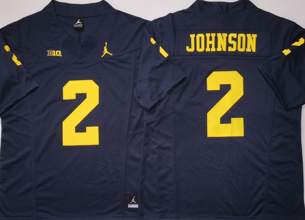 Custom Will Johnson #2 Michigan Wolverines Maize Navy White Limited Football Jersey -All Stitched