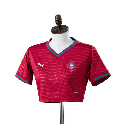 Women's Portugal 2026 Home Red Cropped Soccer Jersey