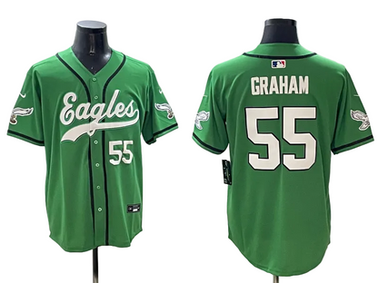 Custom Saquon Barkley Philadelphia Eagles Green Stitched Baseball Jersey -All Stitched