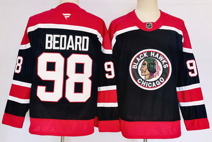 Custom 2026 Connor Bedard Home Red White Black Premium All Stitched Hockey Jersey