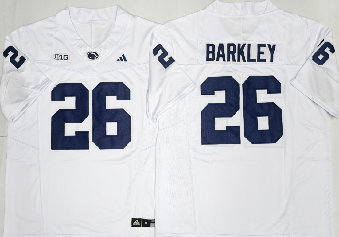 Custom Saquon Barkley Penn State Nittany Lions White Navy Limited Football Jersey -All Stitched