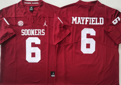 Custom Baker Mayfield #6 Oklahoma Sooners Crimson Black White Limited Football Jersey -All Stitched