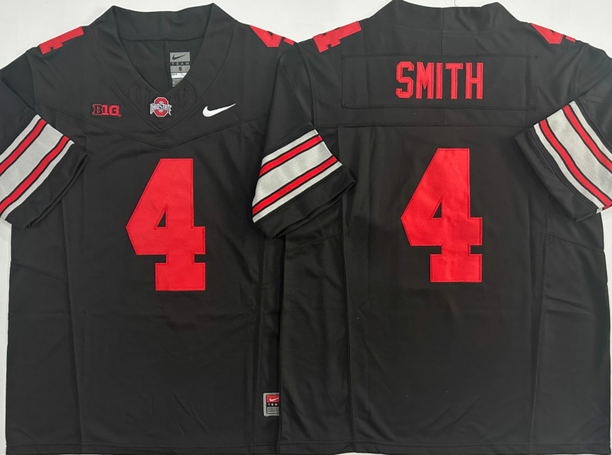 Men's Ohio State Buckeyes #4 Jeremiah Smith White Red Black Gray Vapor Jersey -All Stitched