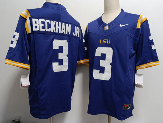 Men's Odell Beckham Jr #3 LSU Tigers Vapor Purple White Football Jersey -All Stitched